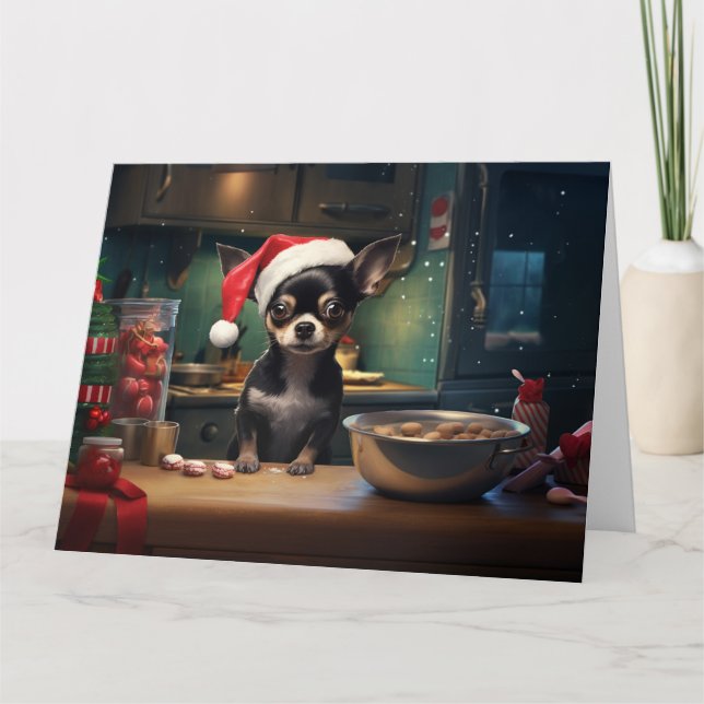 Chihuahua Christmas Cookies Holiday Card (Front)