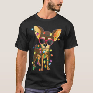 Chihuahua Christmas Dog Mum Xmas Lights Chihuahua T-Shirt