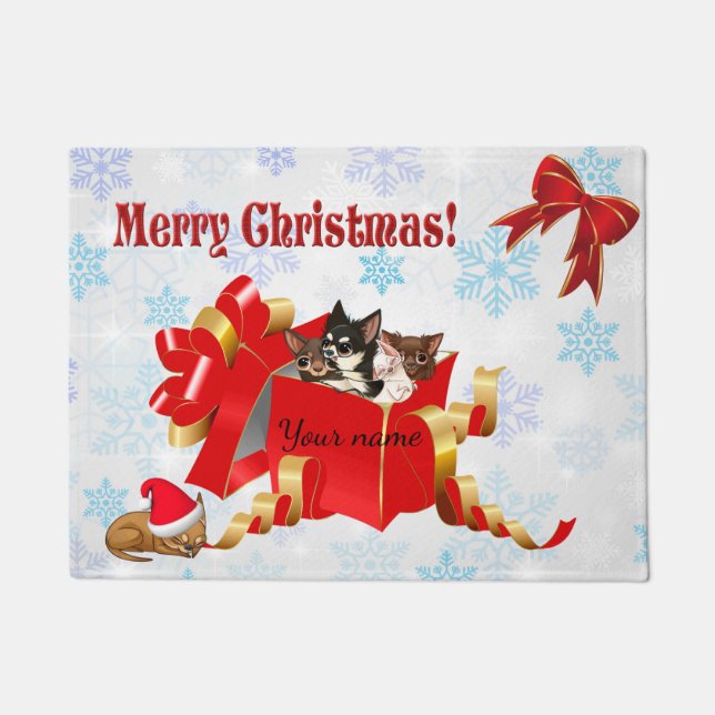 Chihuahua Christmas Doormat (Front)
