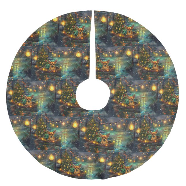 Chihuahua Christmas Festive Voyage Brushed Polyester Tree Skirt (Front)