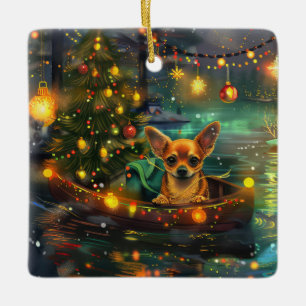 Chihuahua Christmas Festive Voyage Ceramic Ornament