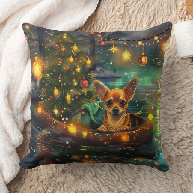 Chihuahua Christmas Festive Voyage Cushion (Blanket)