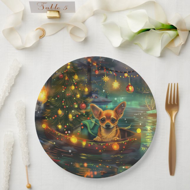 Chihuahua Christmas Festive Voyage Paper Plate (Wedding)