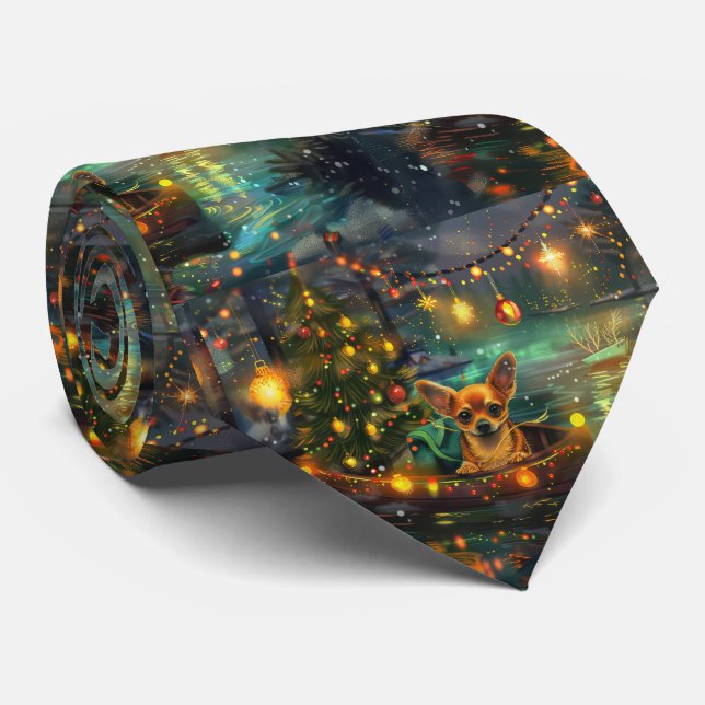 Chihuahua Christmas Festive Voyage Tie (Rolled)