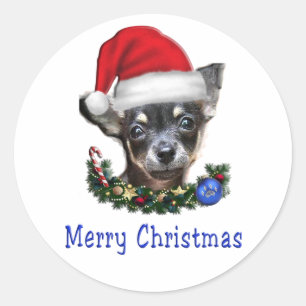 Chihuahua christmas gifts classic round sticker