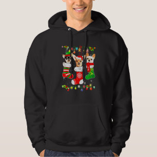 Chihuahua Christmas In Socks Lights Santa Hat Xmas Hoodie