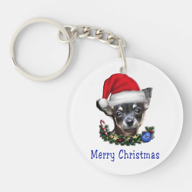 Chihuahua christmas  key ring (Front)