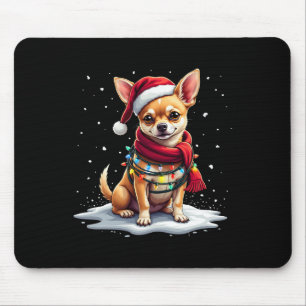Chihuahua Christmas Light Funny Dog Xmas Tree Mouse Pad