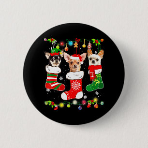 Chihuahua Christmas Lights 6 Cm Round Badge
