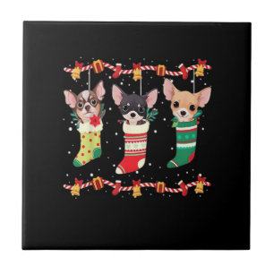 Chihuahua Christmas Lights Funny Xmas Dog Lover Es Ceramic Tile