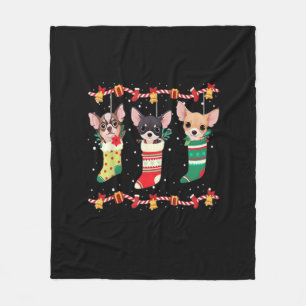 Chihuahua Christmas Lights Funny Xmas Dog Lover Es Fleece Blanket