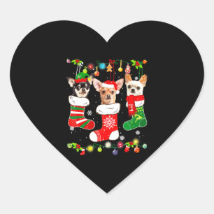 Chihuahua Christmas Lights Heart Sticker
