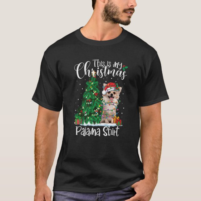 Chihuahua Christmas Lights  Pajama Dog  Xmas T-Shirt (Front)