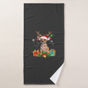Chihuahua Christmas Lights Santa Oversized T-Shirt Bath Towel