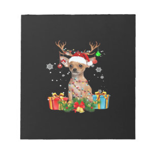 Chihuahua Christmas Lights Santa Oversized T-Shirt Notepad