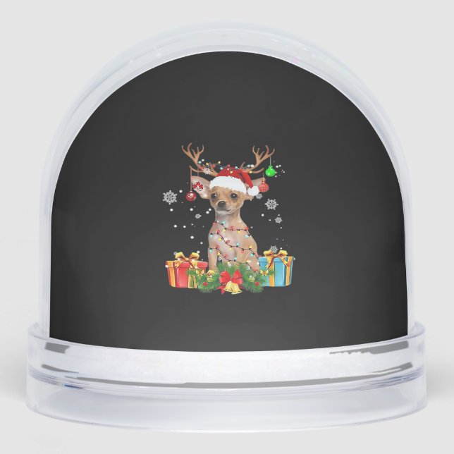 Chihuahua Christmas Lights Santa Oversized T-Shirt Snowglobe (Front)