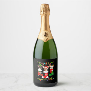 Chihuahua Christmas Lights Sparkling Wine Label