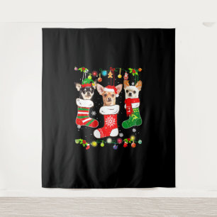 Chihuahua Christmas Lights Tapestry