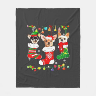 Chihuahua Christmas Lights Xmas Dog Classic T-Shir Fleece Blanket