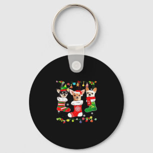 Chihuahua Christmas Lights Xmas Dog Classic T-Shir Key Ring