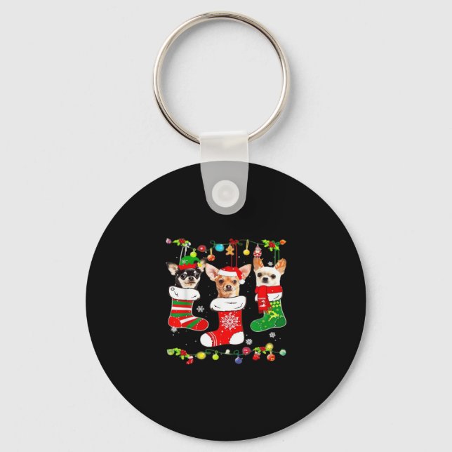 Chihuahua Christmas Lights Xmas Dog Classic T-Shir Key Ring (Front)