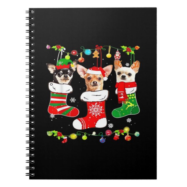 Chihuahua Christmas Lights Xmas Dog Classic T-Shir Notebook (Front)