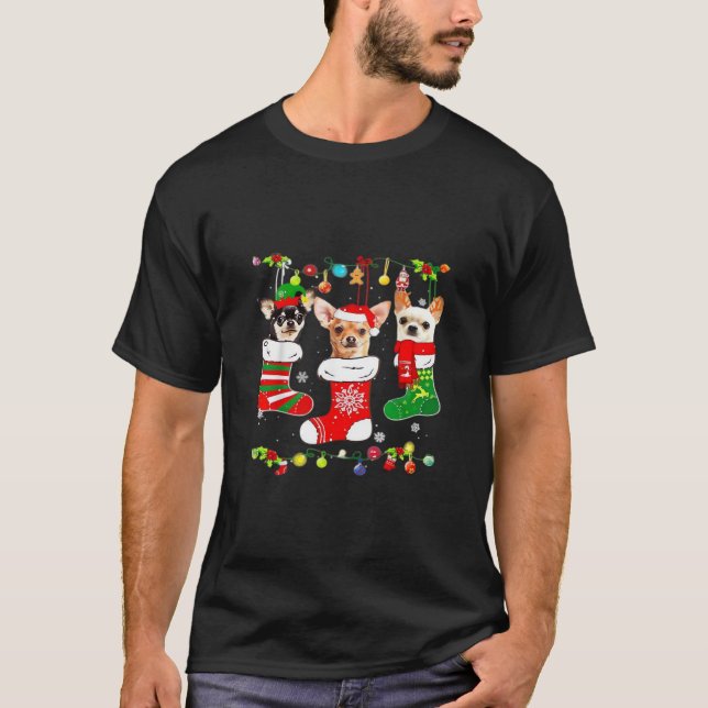 Chihuahua Christmas Lights Xmas Dog Classic T-Shir T-Shirt (Front)