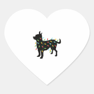 Chihuahua Christmas Lights Xmas Gift for Dog Lover Heart Sticker