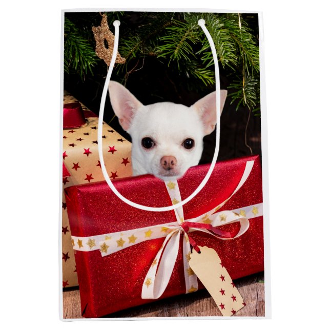 Chihuahua Christmas Medium Gift Bag (Front)