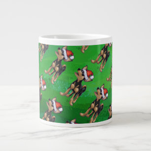 Chihuahua Christmas On Green Large Coffee Mug