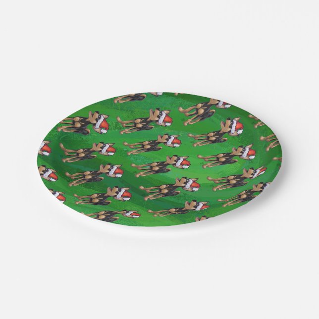 Chihuahua Christmas On Green Paper Plate (Angled)