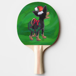 Chihuahua Christmas On Green Ping Pong Paddle