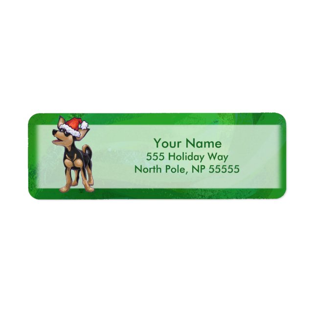 Chihuahua Christmas On Green Return Address Label (Front)