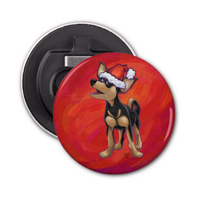 Chihuahua Christmas On Red Bottle Opener (Front)