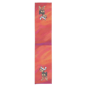 Chihuahua Christmas On Red Short Table Runner