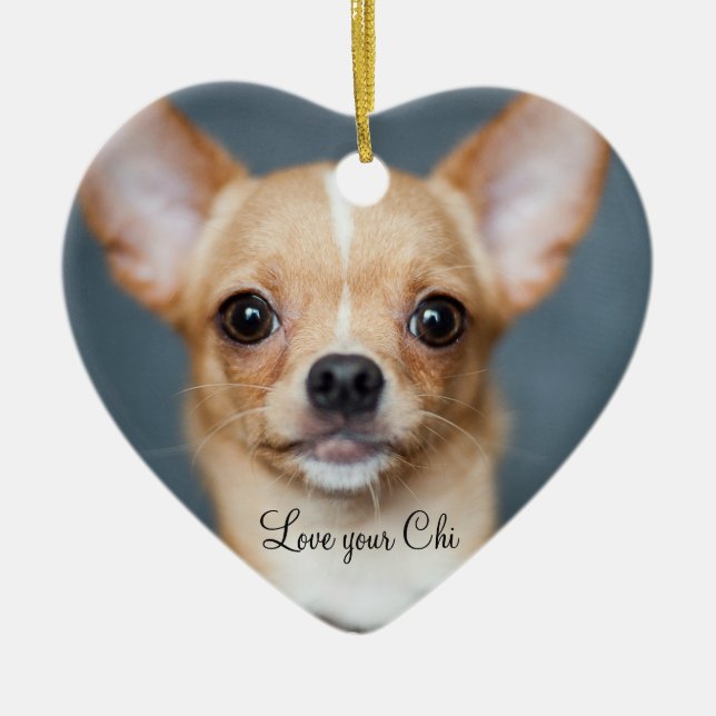 Chihuahua Christmas Ornament Heart Add Photo (Front)