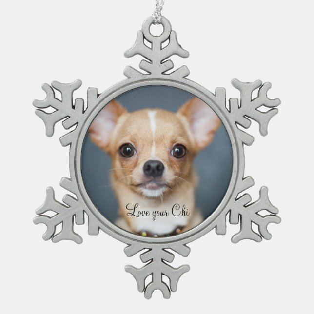 Chihuahua Christmas Ornament Pewter Add Photo (Front)