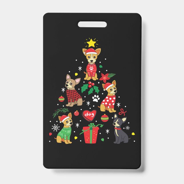 Chihuahua Christmas Ornament Tree ID Badge (Front)