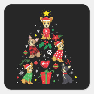 Chihuahua Christmas Ornament Tree Square Sticker
