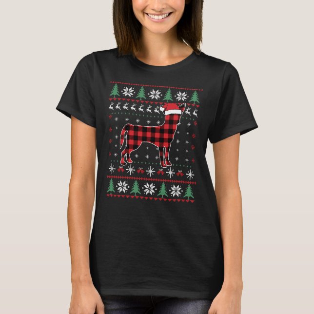 Chihuahua Christmas Pajama Red Plaid Dog Ugly Swea T-Shirt (Front)