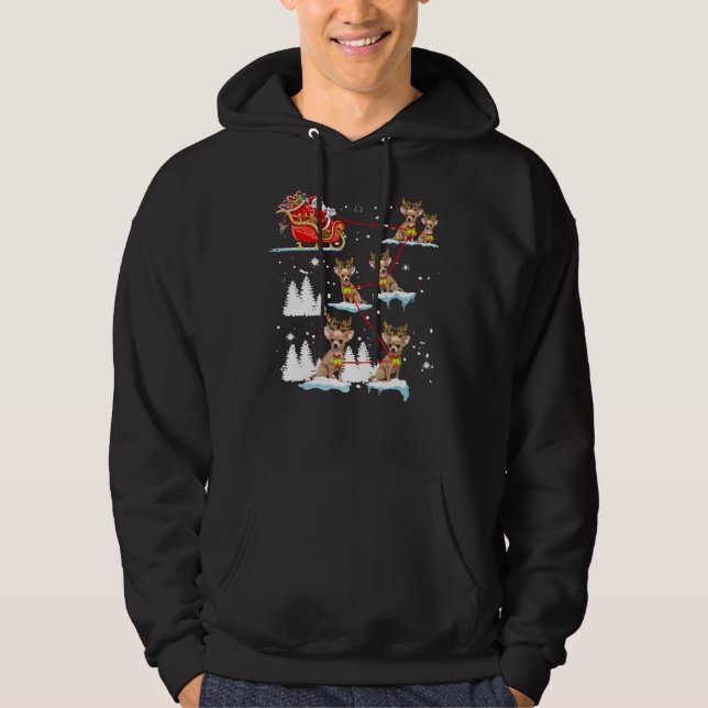 Chihuahua Christmas Pajama Reindeer Dog Hoodie (Front)