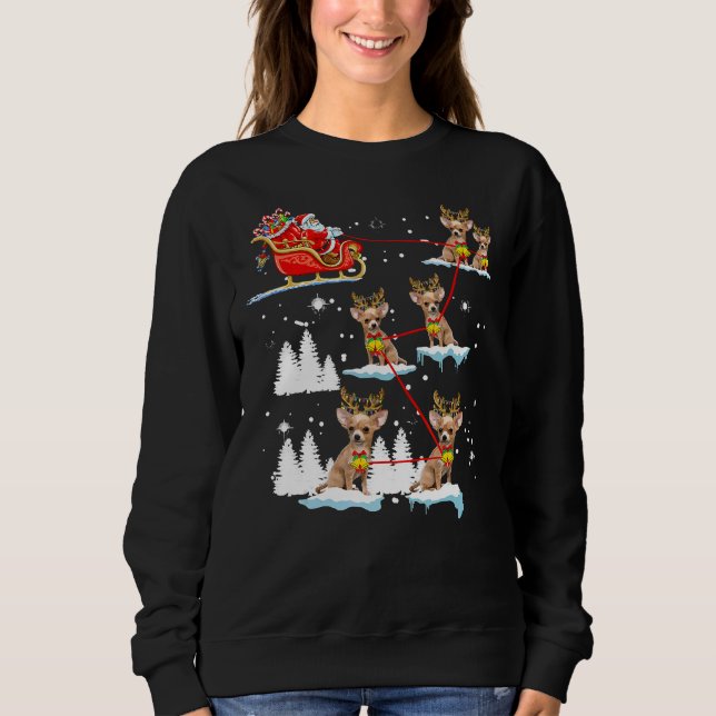 Chihuahua Christmas Pajama Reindeer Dog Sweatshirt (Front)
