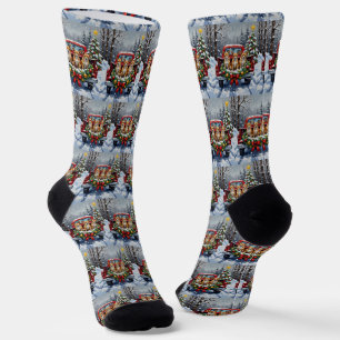 Chihuahua Christmas Red Truck Holiday Socks
