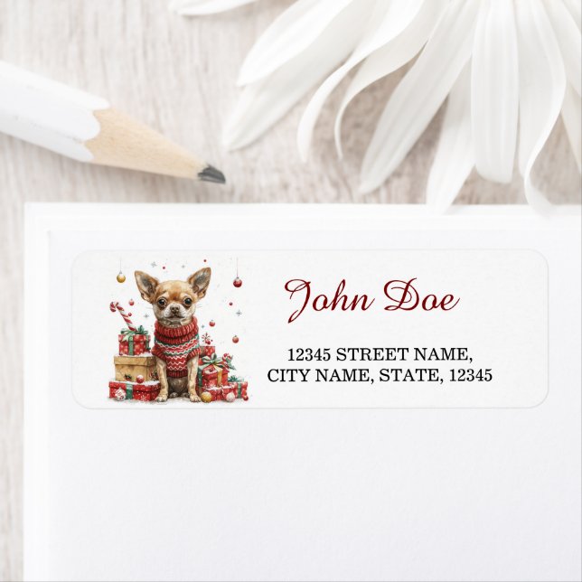 Chihuahua Christmas Return Address Label (Insitu)