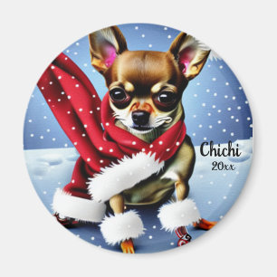 Chihuahua Christmas, Santa Dog Magnet