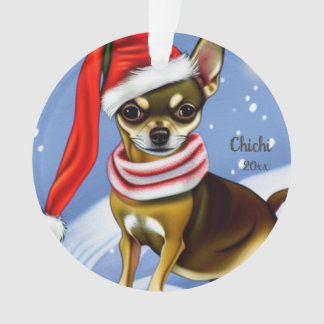 Chihuahua Christmas, Santa Hat Dog Ornament