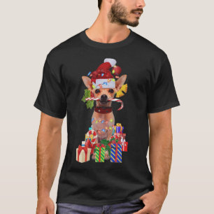 chihuahua Christmas Santa Hat Xmas Lights chihuahu T-Shirt