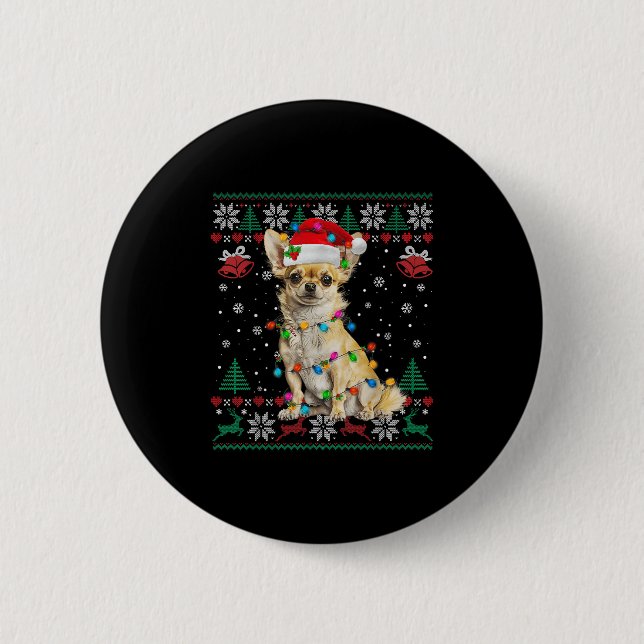 Chihuahua Christmas Santa Ugly Sweater Dog Lover X 6 Cm Round Badge (Front)