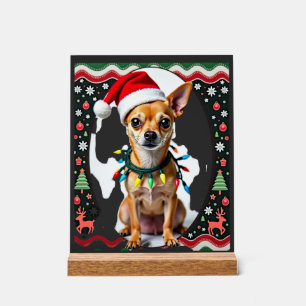 Chihuahua Christmas Santa Ugly Sweater Dog Lover X Acrylic Sign
