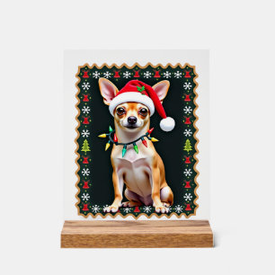 Chihuahua Christmas Santa Ugly Sweater Dog Lover X Acrylic Sign
